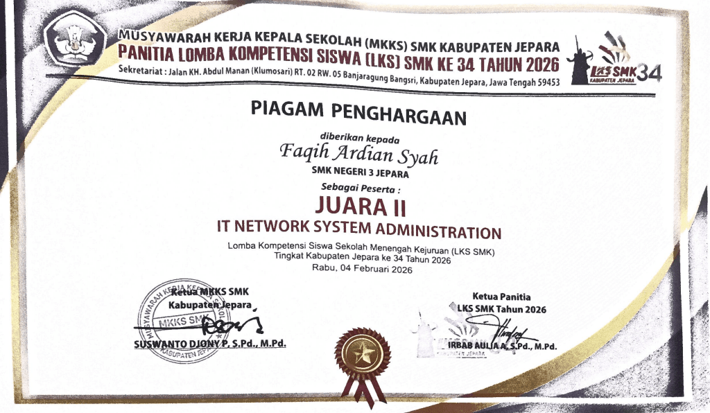2nd Place — LKS Kabupaten Jepara 2026